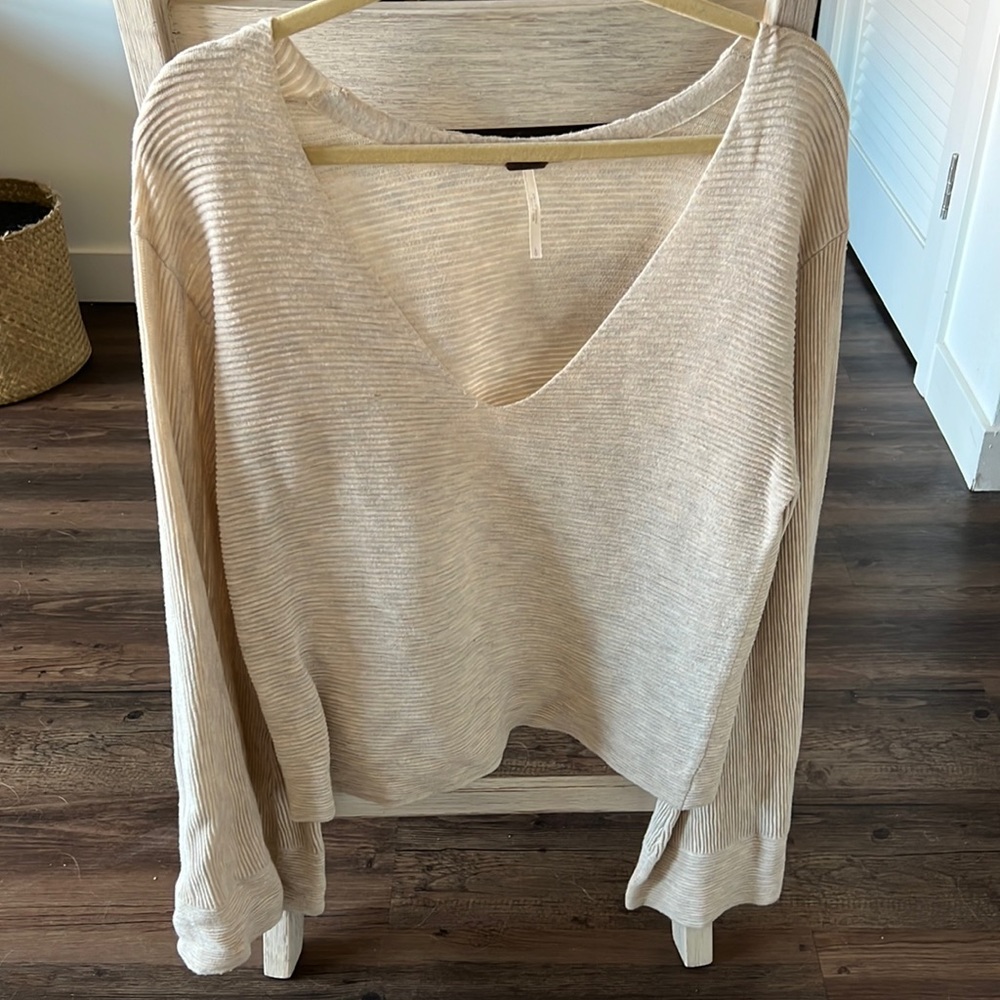 Cream Free People Sweater with Bell Sleeves